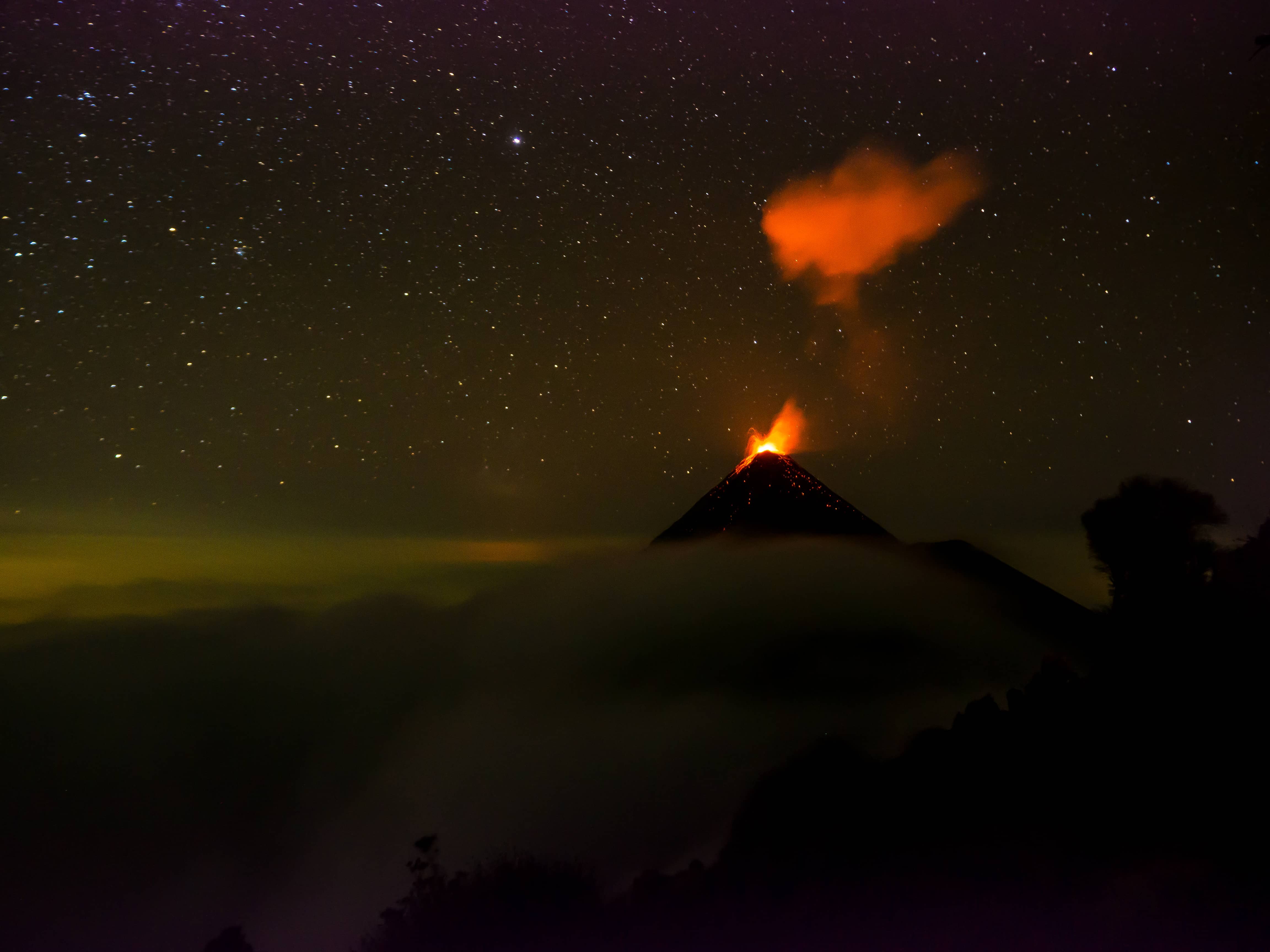 Fuego Volcano erupting