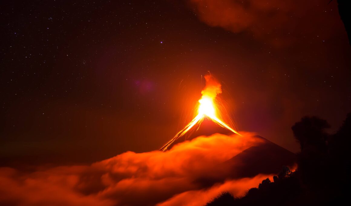 Fuego volcano erupting