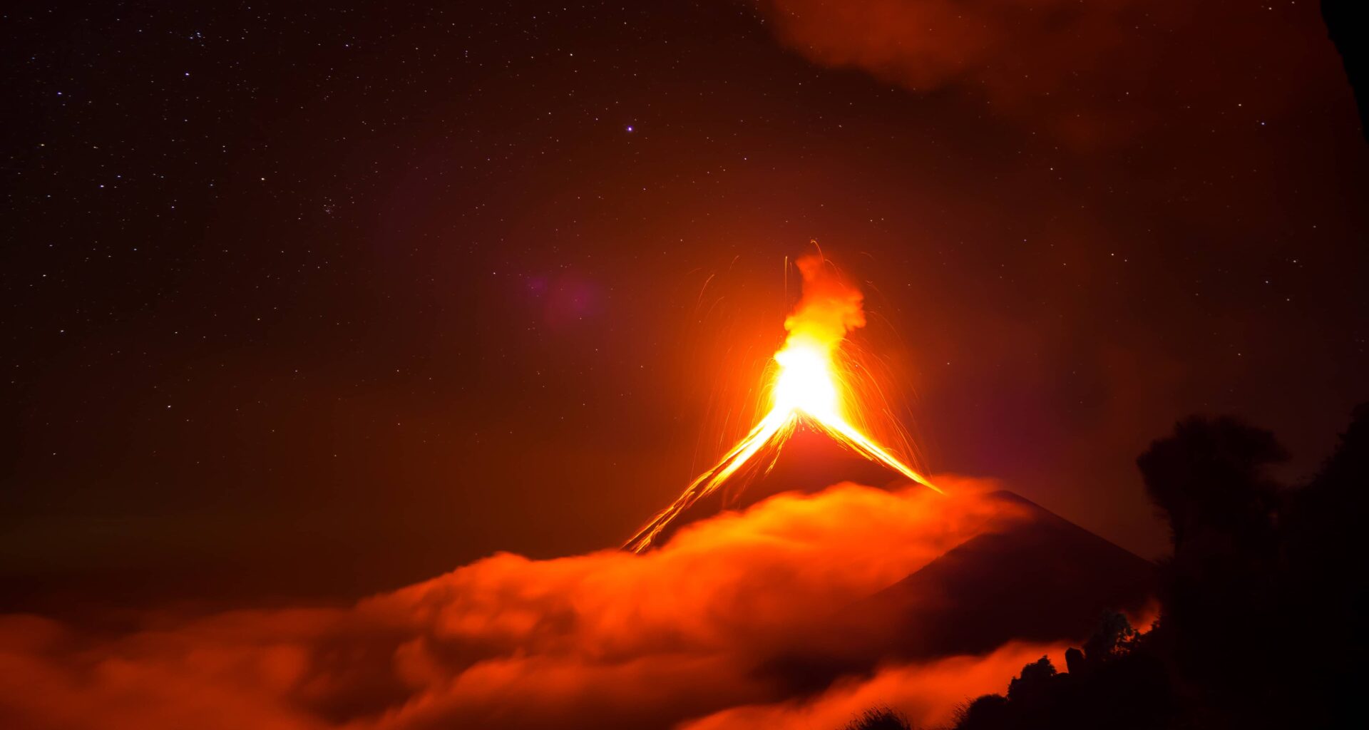 Fuego volcano erupting